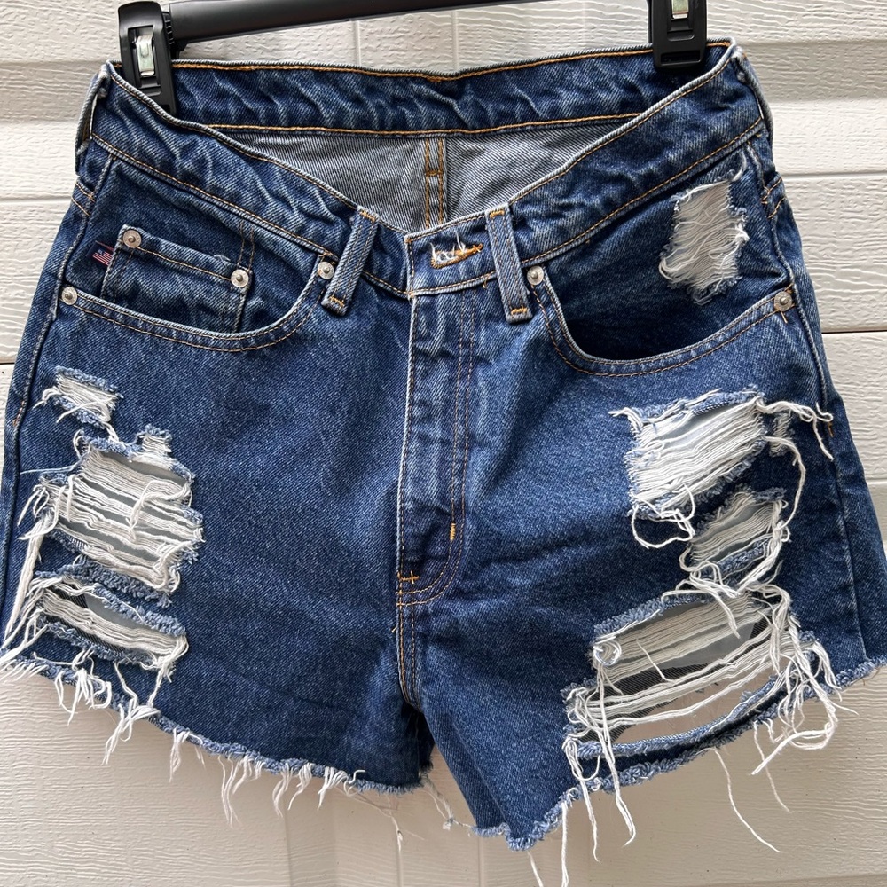 Polo by Ralph Lauren Blue Jean Shorts Distressed